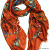 foulard motif tige de fleurs femme 0722531 rouge corail