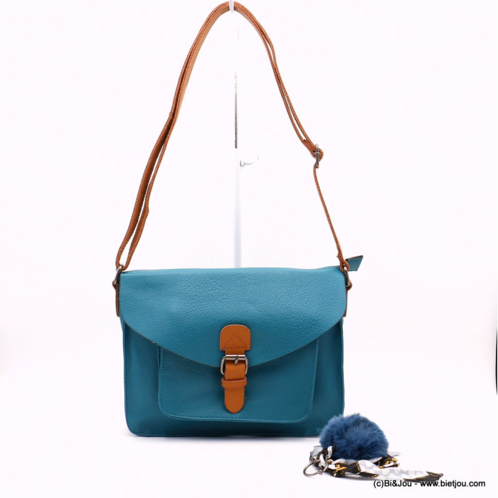 SAC À BANDOULIÈRE SANS POMPON FAÇON CARTABLE FLORA&CO SIMILI-CUIR SOUPLE FEMME 0922048 bleu SAC À BANDOULIÈRE SANS POMPON FAÇON CARTABLE FLORA&CO SIMILI-CUIR SOUPLE FEMME 0922048 bleu