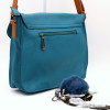 sac à bandoulière façon cartable Flora&Co simili-cuir souple boule de poil foulard femme 0922048 bleu jean