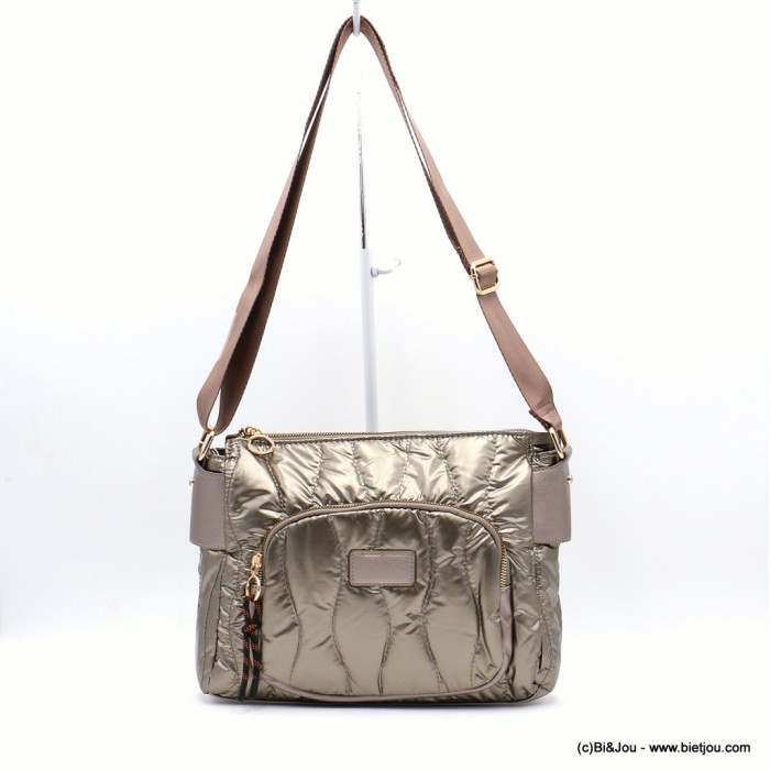 sac à bandoulière Flora&Co polyester métallisé matelassé poche avant zip 0922535