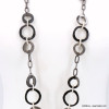 Sautoir femme anneaux résine acétate chaîne maille ovale 0122565 noir