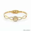 Jonc en acier inoxydable et strass arbre de vie tressé 0222542 doré Jonc en acier inoxydable et strass arbre de vie tressé 0222542 doré