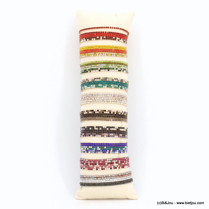Boudin de bracelets strass multicolores élastiques métal multi