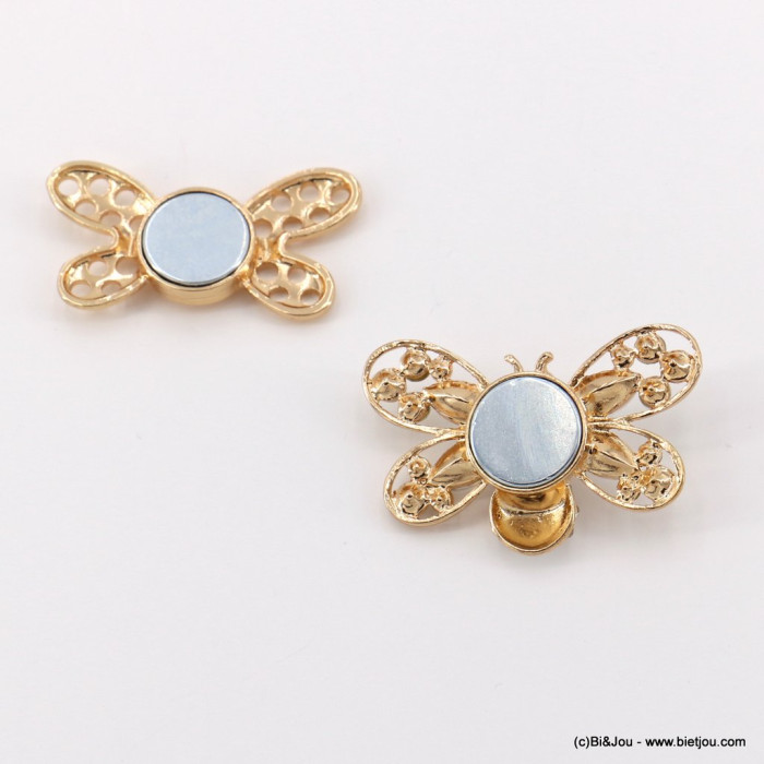 Broche abeille magnétique métal strass acrylique émail 0522513 doré