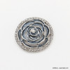 Broche rose magnétique ronde ajourée métal strass émail 0522515 gris clair