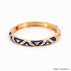 Bracelet jonc ouvrable motifs triangles émail métal femme 0221582 bleu foncé Bracelet jonc ouvrable motifs triangles émail métal femme 0221582 bleu foncé