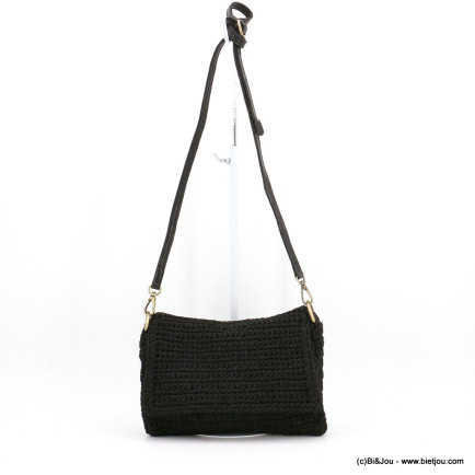 Sac souple porté épaule polyester métallisé bandoulière femme 0922552 noir