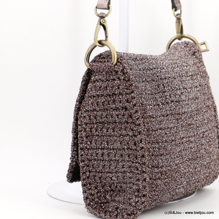 Sac souple porté épaule polyester métallisé bandoulière femme 0922552 gris clair