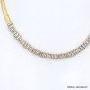 Collier chaîne maille plate serpent avec strass rectangle acier inoxydable femme 0122606 doré