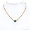 Collier acier inoxydable pendentif rectangulaire vintage strass cabochon cristal femme 0122603 vert