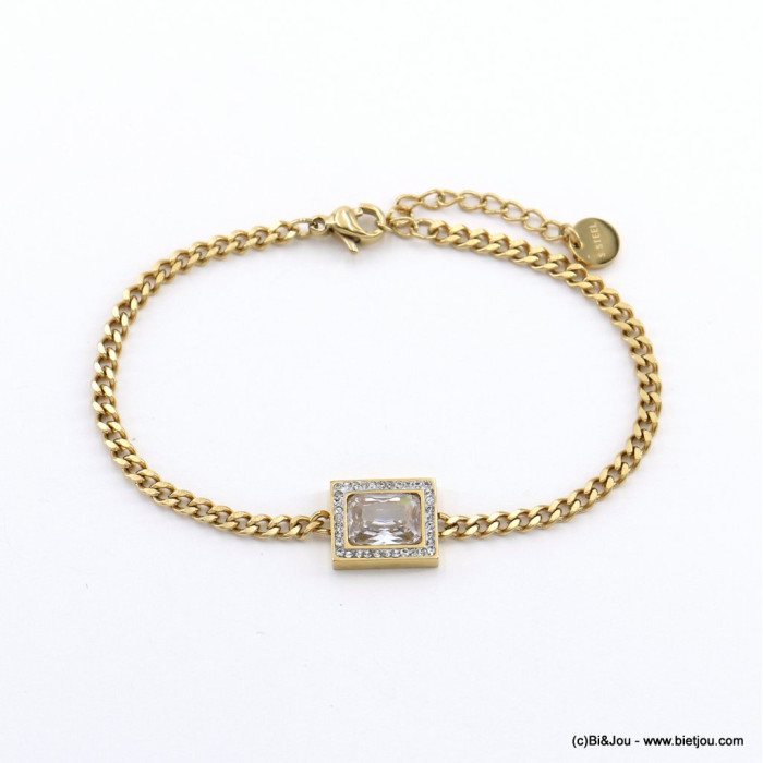 Bracelet acier inoxydable pendentif rectangulaire vintage strass cabochon cristal femme 0222574 transparent Bracelet acier inoxydable pendentif rectangulaire vintage strass cabochon cristal femme 0222574 transparent