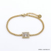 Bracelet acier inoxydable pendentif rectangulaire vintage strass cabochon cristal femme 0222574 transparent