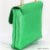 Sac à bandoulière pochette chaîne cuir véritable couleur fluo irisé festonné nuage femme 0923001 vert