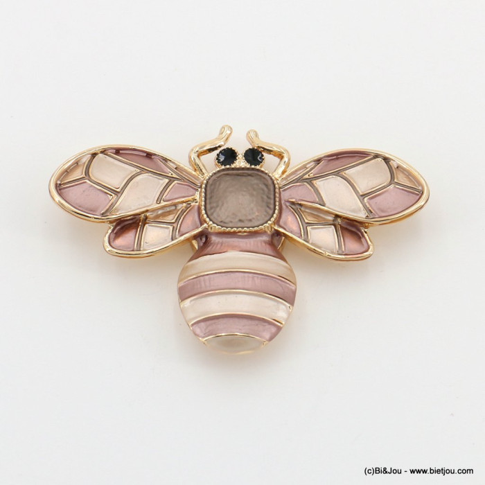 Broche métal et résine forme abeille avec attache magnétique 0523005 naturel/beige