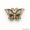 Broche  fermoir aimanté forme papillon bohème métal et strass 0523003 rose