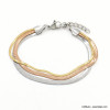 Bracelet trois-rangs chaînes mailles miroir acier inoxydable 0223038 doré/argenté