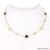 Collier acier inoxydable pampilles carrées verre 0123038 noir/blanc Collier acier inoxydable pampilles carrées verre 0123038 noir/blanc
