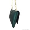 Sac à bandoulière chaîne pochette cuir véritable irisé rabat abeille femme 0922518 vert foncé Sac à bandoulière chaîne pochette cuir véritable irisé rabat abeille femme 0922518 vert foncé
