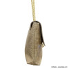 Sac à bandoulière chaîne cuir véritable façon croco rabat fermoir métallique tourniquet 0922550 taupe