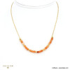 Collier chaîne fine billes 3mm pierre naturelle acier inoxydable femme 0121564 orange