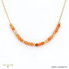 Collier chaîne fine billes 3mm pierre naturelle acier inoxydable femme 0121564 orange