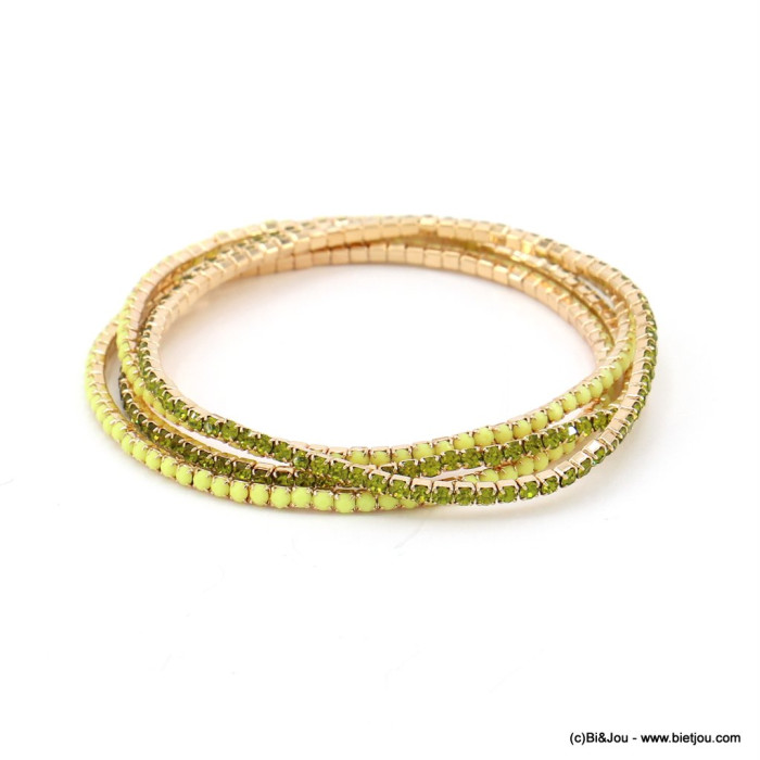 Bracelets fins élastiques à strass multicolores 0223047 vert