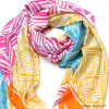 Foulard imprimé géométrique feuille bordure 0723001 fushia