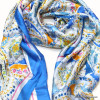 Foulard motif paisley fleur bordure 0723005 bleu