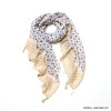Foulard motif fleurs pompons femme 0723013 naturel/beige