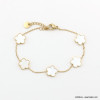 Bracelet acier inoxydable cinq pampilles fleurs nacre femme 0223059 blanc