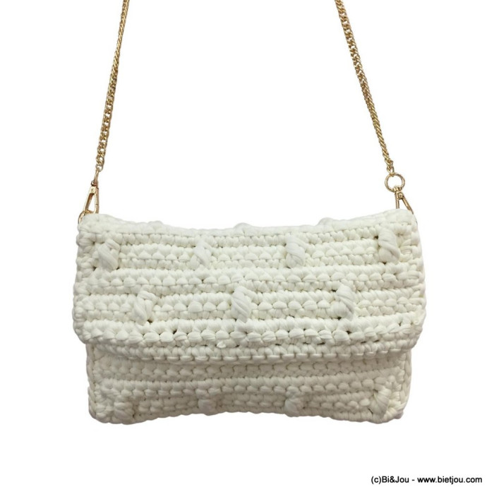 Sac à bandoulière chaîne coton tressé femme 0923024 blanc Sac à bandoulière chaîne coton tressé femme 0923024 blanc