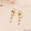 Boucles d'oreille mini créoles soleil acier inoxydable cristal perles de rocaille femme 0323084 multi