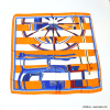 Carré satin motif roue de charrette ceinture touché soie polyester femme 0723015 orange