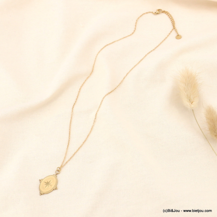 Collier rococo pendentif étoile du nord acier inoxydable femme 0123144 doré