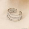 Bague trois rangs fantaisie en acier inoxydable 0423121 argenté Bague trois rangs fantaisie en acier inoxydable 0423121 argenté