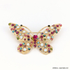 Broche épingle forme papillon métal strass femme 0522504 multi