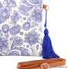 Sac à main floral pochette fleurs pompon coton polyester femme 0923035 bleu