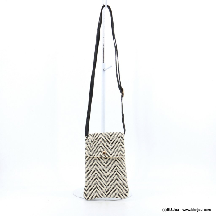 Pochette souple smartphone fils tressé coton polyester métallisé bandoulière synthétique 0923036 noir Pochette souple smartphone fils tressé coton polyester métallisé bandoulière synthétique 0923036 noir