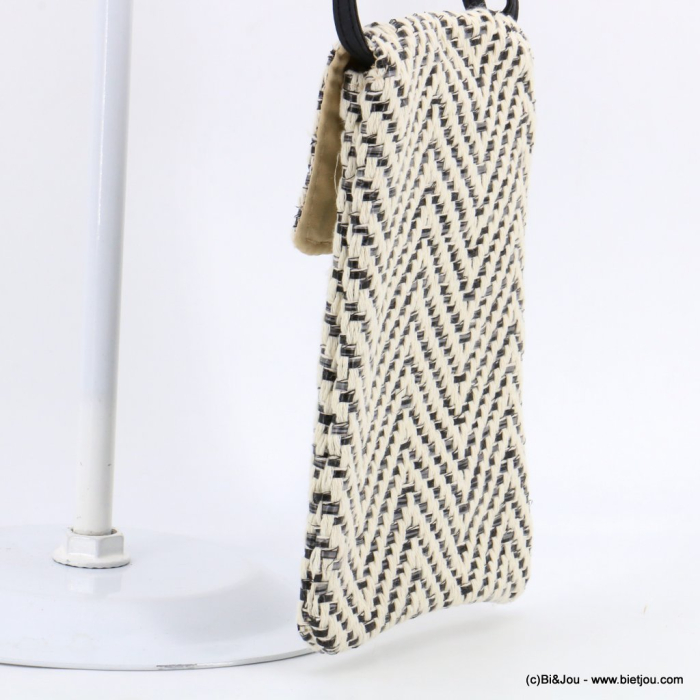 Pochette souple smartphone fils tressé coton polyester métallisé bandoulière synthétique 0923036 noir