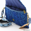 Sac pochette paille corde papier tressé bandoulière large femme 0923053 bleu Sac pochette paille corde papier tressé bandoulière large femme 0923053 bleu