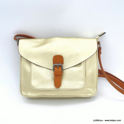 SAC À BANDOULIÈRE CARTABLE FLORA&CO SIMILI-CUIR GRAINÉ IRISÉ FEMME 0922083 doré