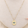 Collier acier inoxydable médaille étoile cristaux 0123165 bleu