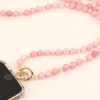Chaîne de téléphone billes pierre et cristal pour femme mousqueton adaptateur 0123132 rose