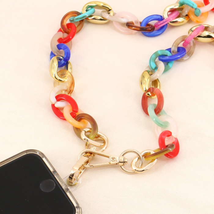 Chaîne de téléphone gros maillons acétate ovale mousqueton adaptateur 0123135 multi