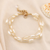 Bracelet cérémonie multi-rangs perles acryliques et métal pour femme 0223152 blanc