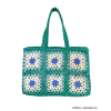Panier de plage rectangulaire corde coton multicolore tressé motif fleurs femme 0922075 bleu turquoise Panier de plage rectangulaire corde coton multicolore tressé motif fleurs femme 0922075 bleu turquoise