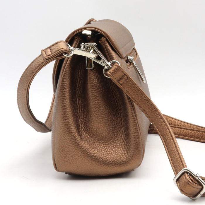 Petit sac à main rabat enveloppe similicuir porté épaule ou bandoulière pour femme 0923508 bronze