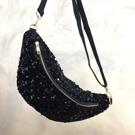 Sac banane synthétique sequins 0923515 noir