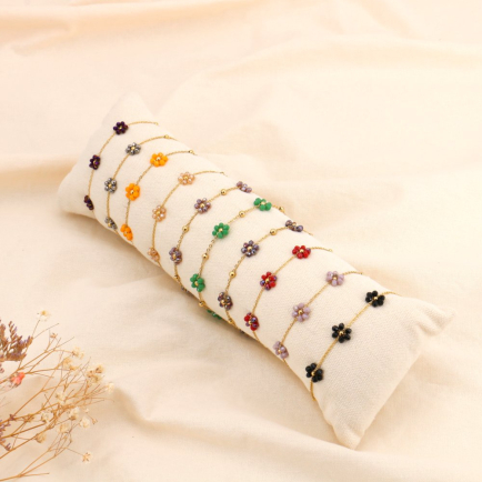 Ensemble de 10 bracelets fleur billes cristal acier inoxydable femme 0223537 multi