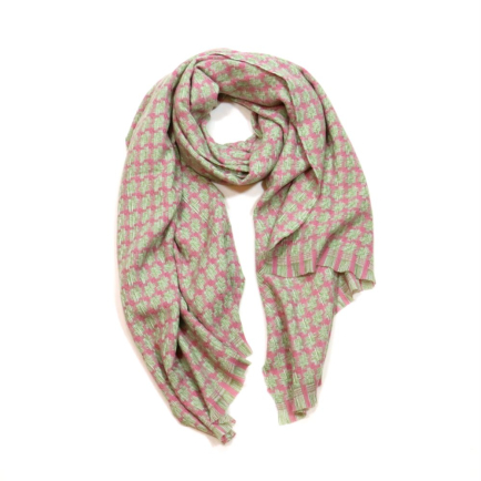 Écharpe façon tweed carreaux colorés viscose laine 0723036 fushia